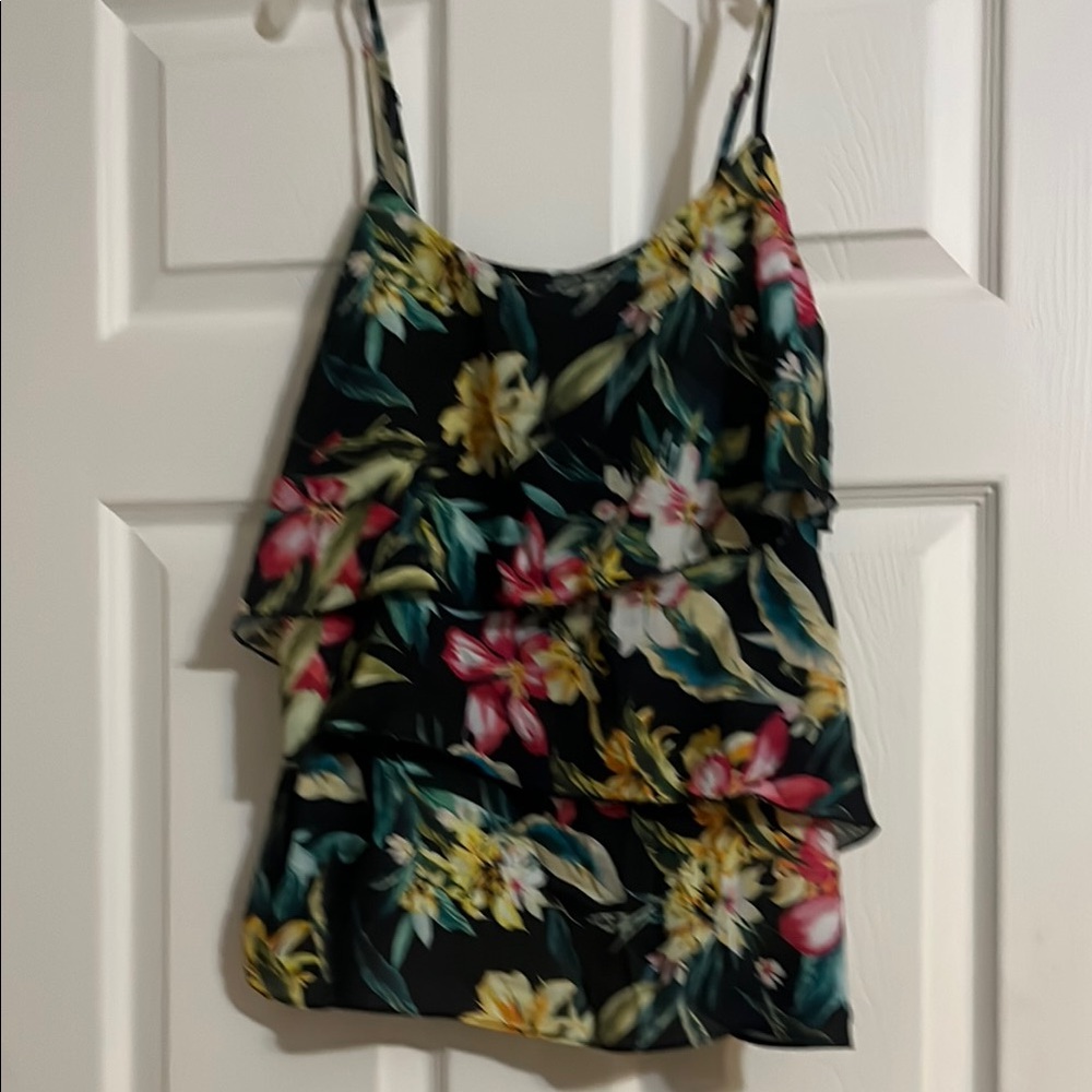 Kismet Pink and White Ruffled Tiered Camisole